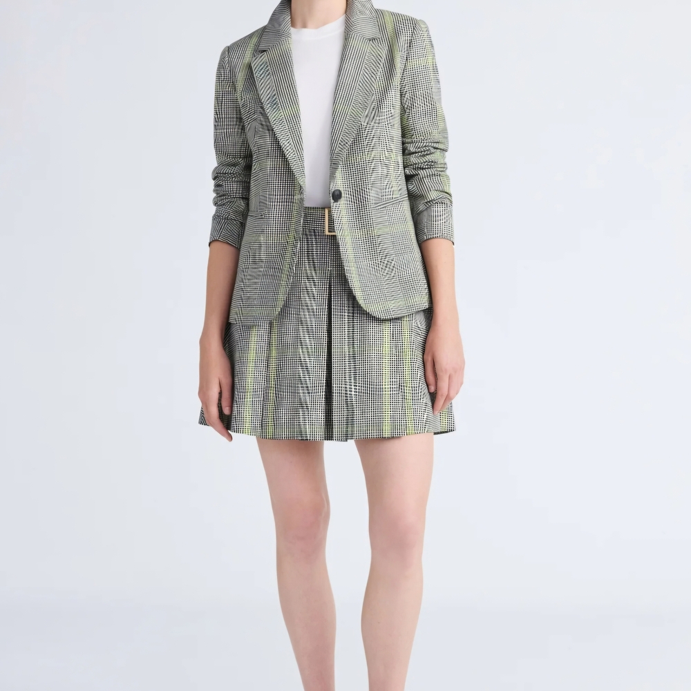 Free Assembly Plaid Blazer Lime Citrus XS NWT Single Button Tailored Jacket - Picture 3 of 6